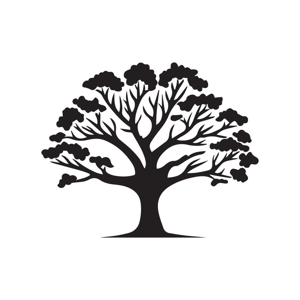 Tree icon isolated black on white background. Vector Illustration.