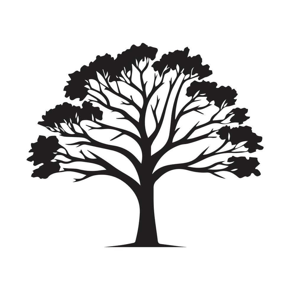 árbol icono aislado negro en blanco antecedentes. vector ilustración.