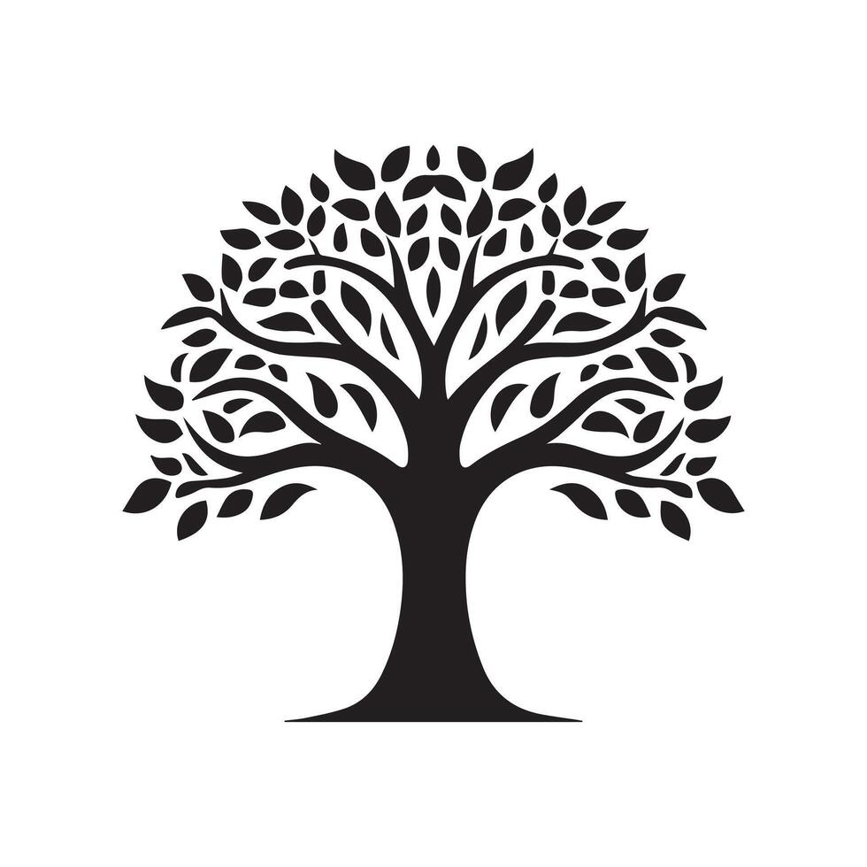 Tree icon isolated black on white background. Vector Illustration.