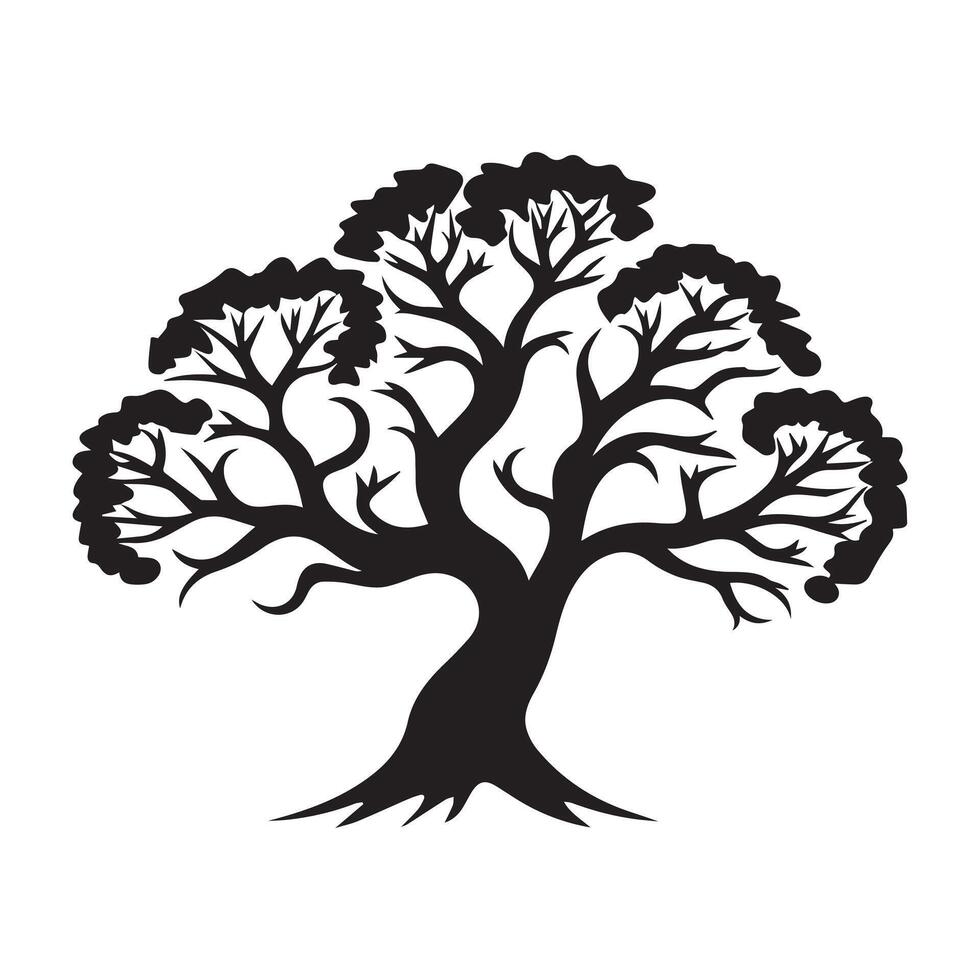 Tree icon isolated black on white background. Vector Illustration.