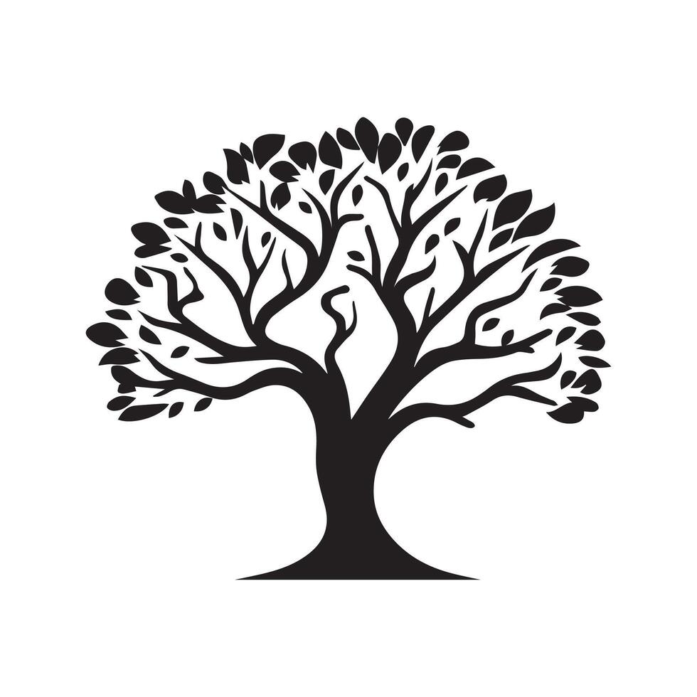 Tree icon isolated black on white background. Vector Illustration.