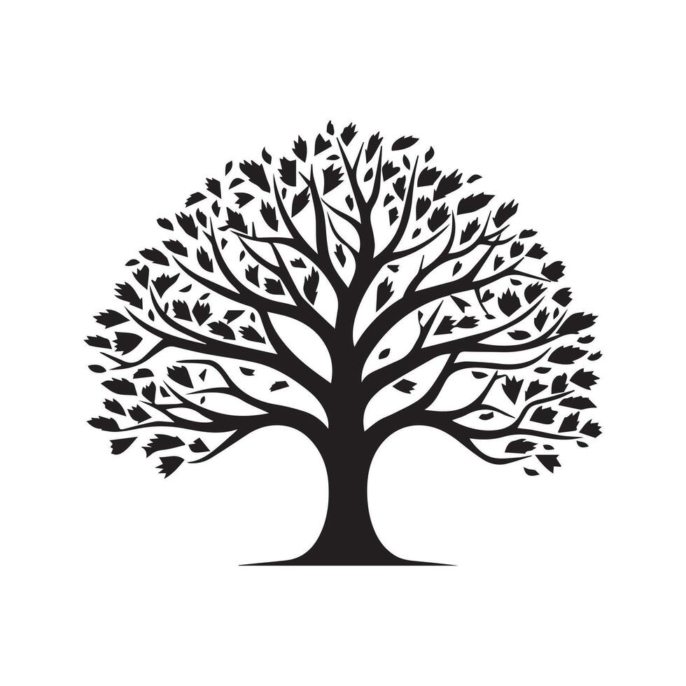 árbol icono aislado negro en blanco antecedentes. vector ilustración.