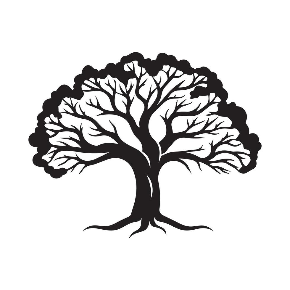 árbol icono aislado negro en blanco antecedentes. vector ilustración.