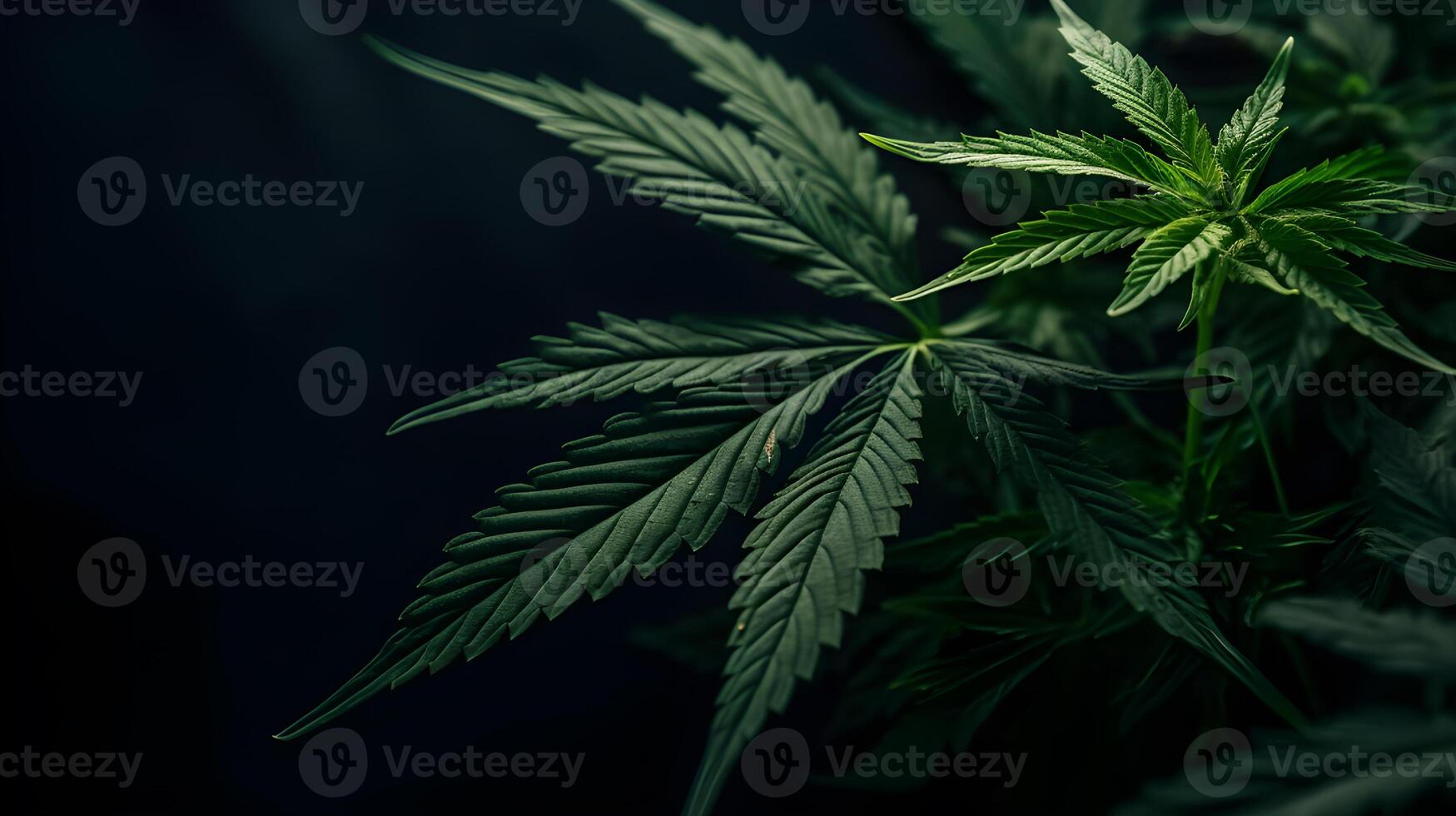 AI generated Green cannabis leaves creating a textured and natural background. created with Generative AI photo