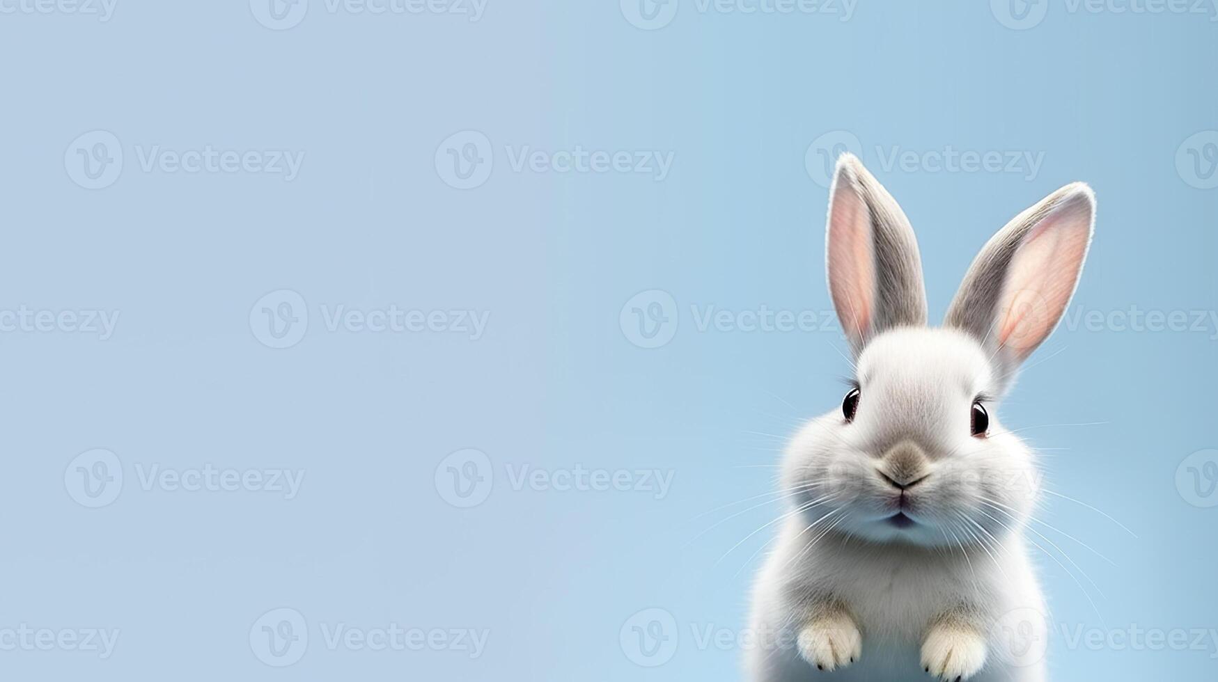 AI generated Joyful and Playful White Rabbit A Cute and Smiling Easter Pet. created with Generative AI photo
