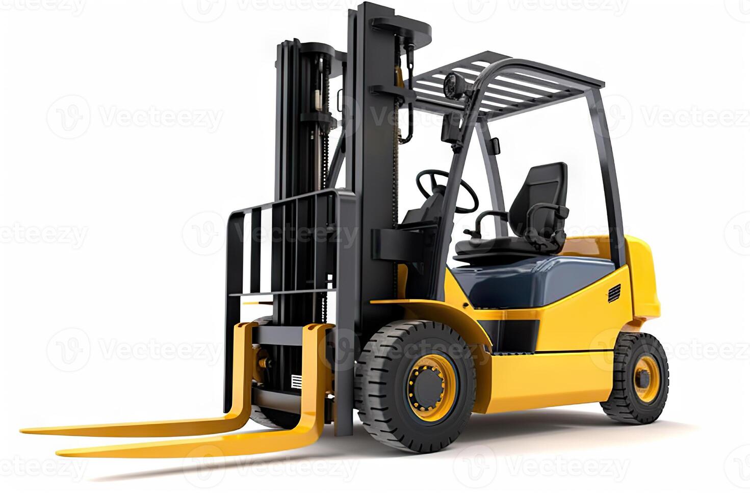 AI generated Powerful Forklift Truck on Solid White Background for Industrial and Commercial Use. created with Generative AI photo