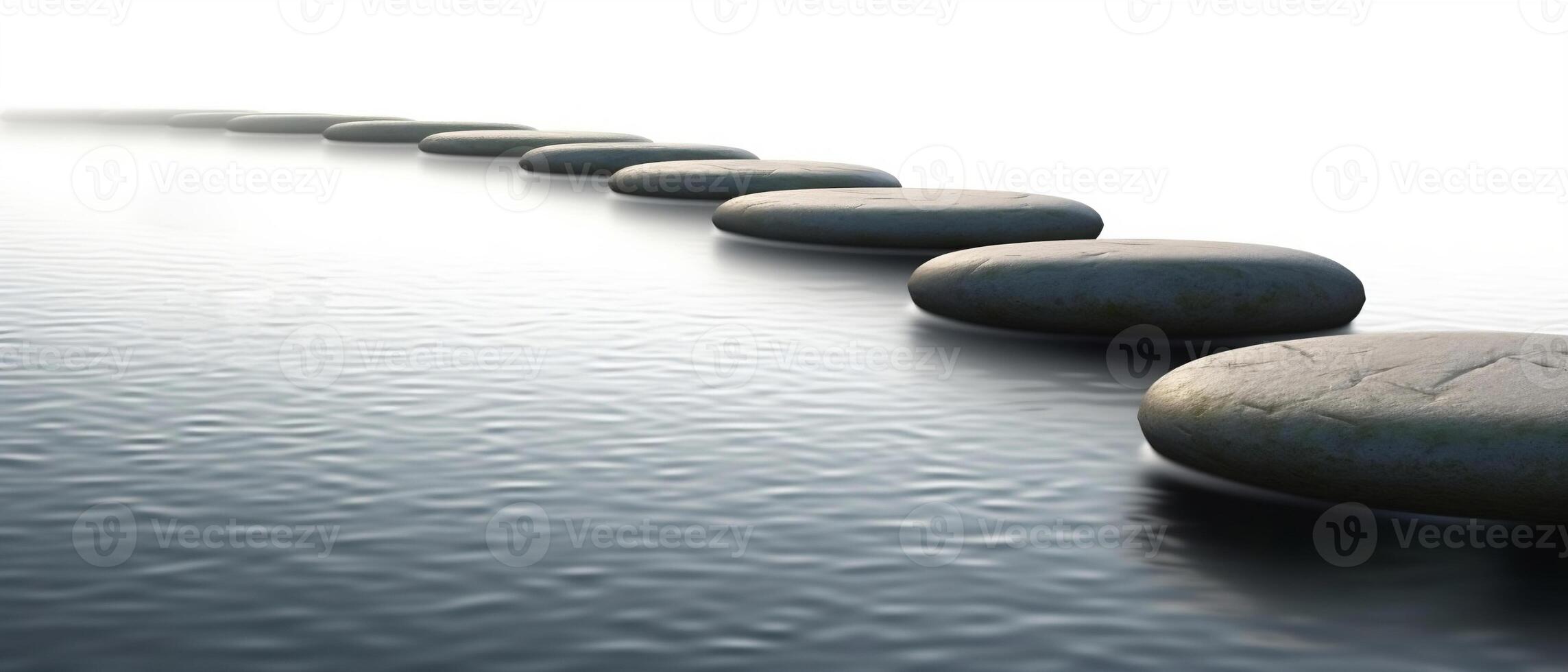 AI generated Tranquil Zen Path of Stones in Widescreen for Mindful. created with Generative AI photo