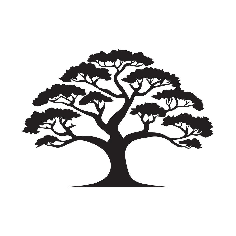 Tree icon isolated black on white background. Vector Illustration.