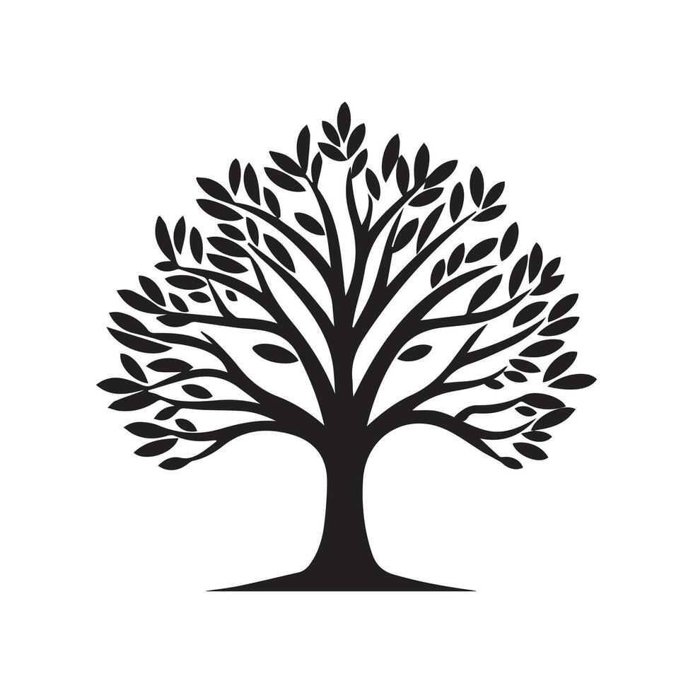 Tree icon isolated black on white background. Vector Illustration.