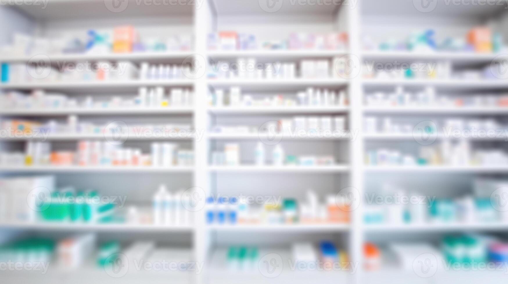 ai generado farmacia farmacia resumen antecedentes con cuidado de la salud productos en estantes. creado con generativo ai foto