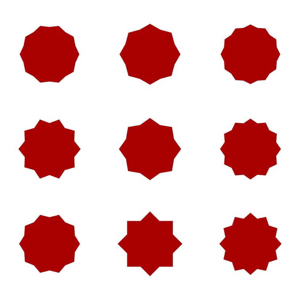 Abstract red geometric vector frames for infographics, web design and unique modern designs. Set of 9 frame elements in the form of 12 finite stars