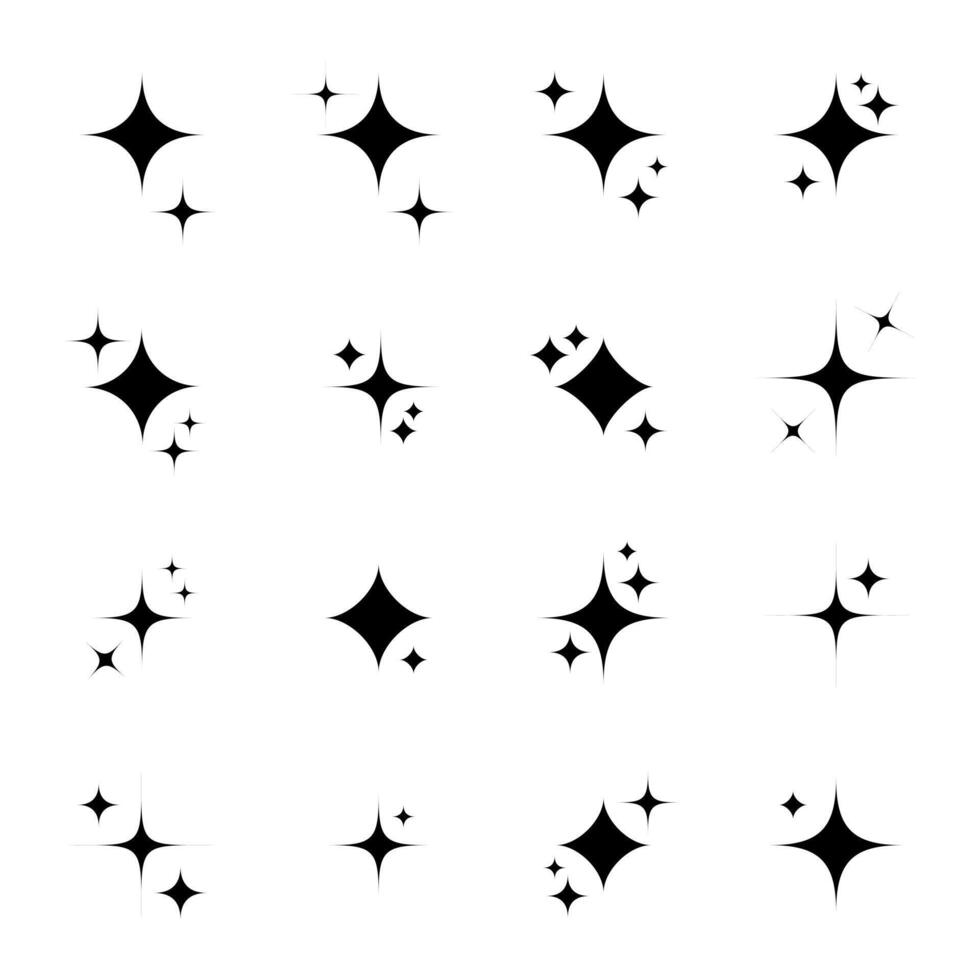Set of elements to indicate radiance, brilliance, and stars in infographic. Various variations of star icons for unique and vibrant designs. Each element is isolated and its color can be changed vector