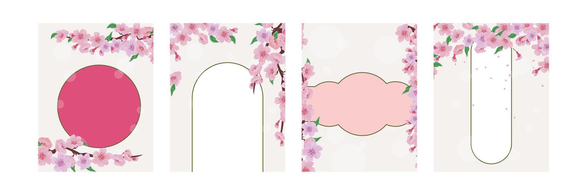 Cherry Blossom Blank Templates vector