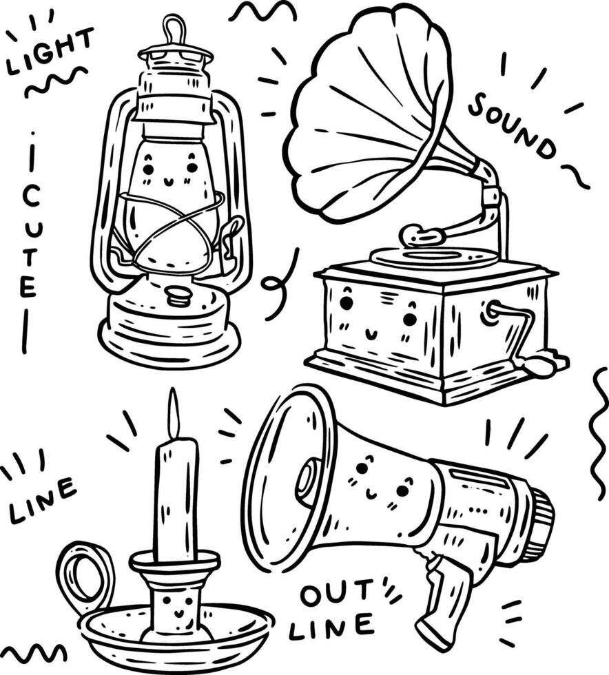 hand drawn cute objects and text for templates. vector