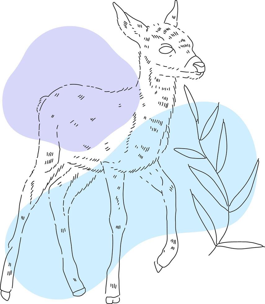 Baby deer and shapes boho style for templates. vector
