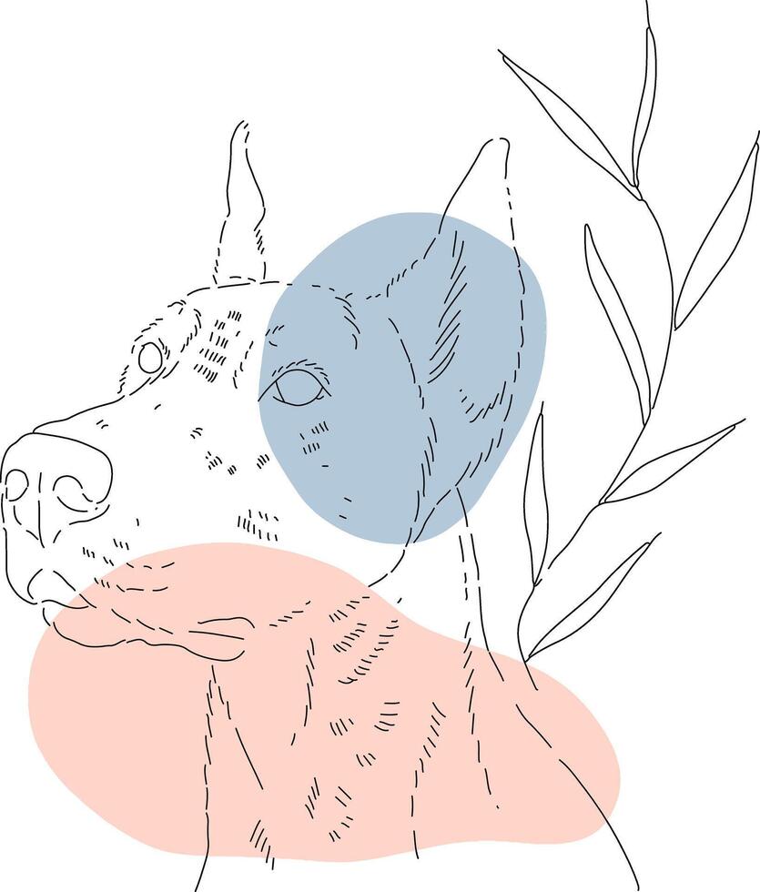 Dog and shapes boho style for templates. vector