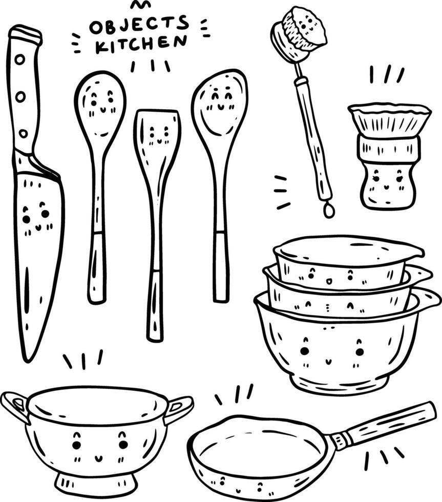 hand drawn cute objects and text for templates. vector