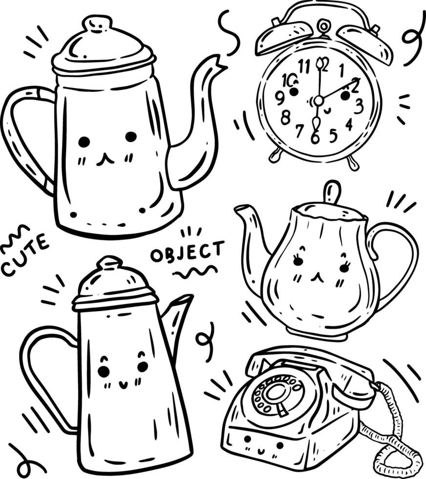 hand drawn cute objects and text for templates. vector