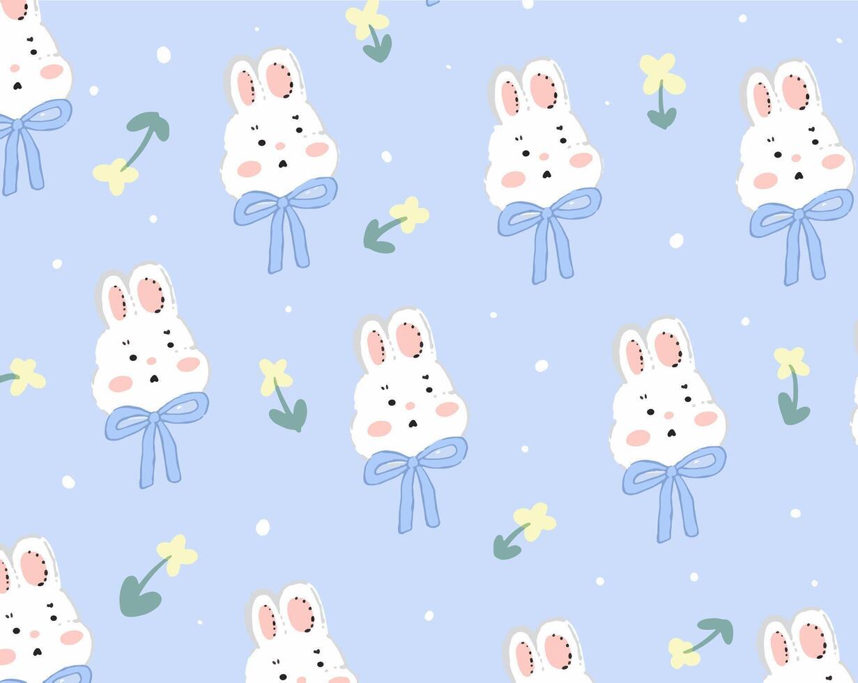 Rabbit and flower pattern design for templates. vector