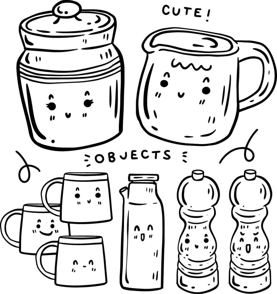 hand drawn cute objects and text for templates. vector