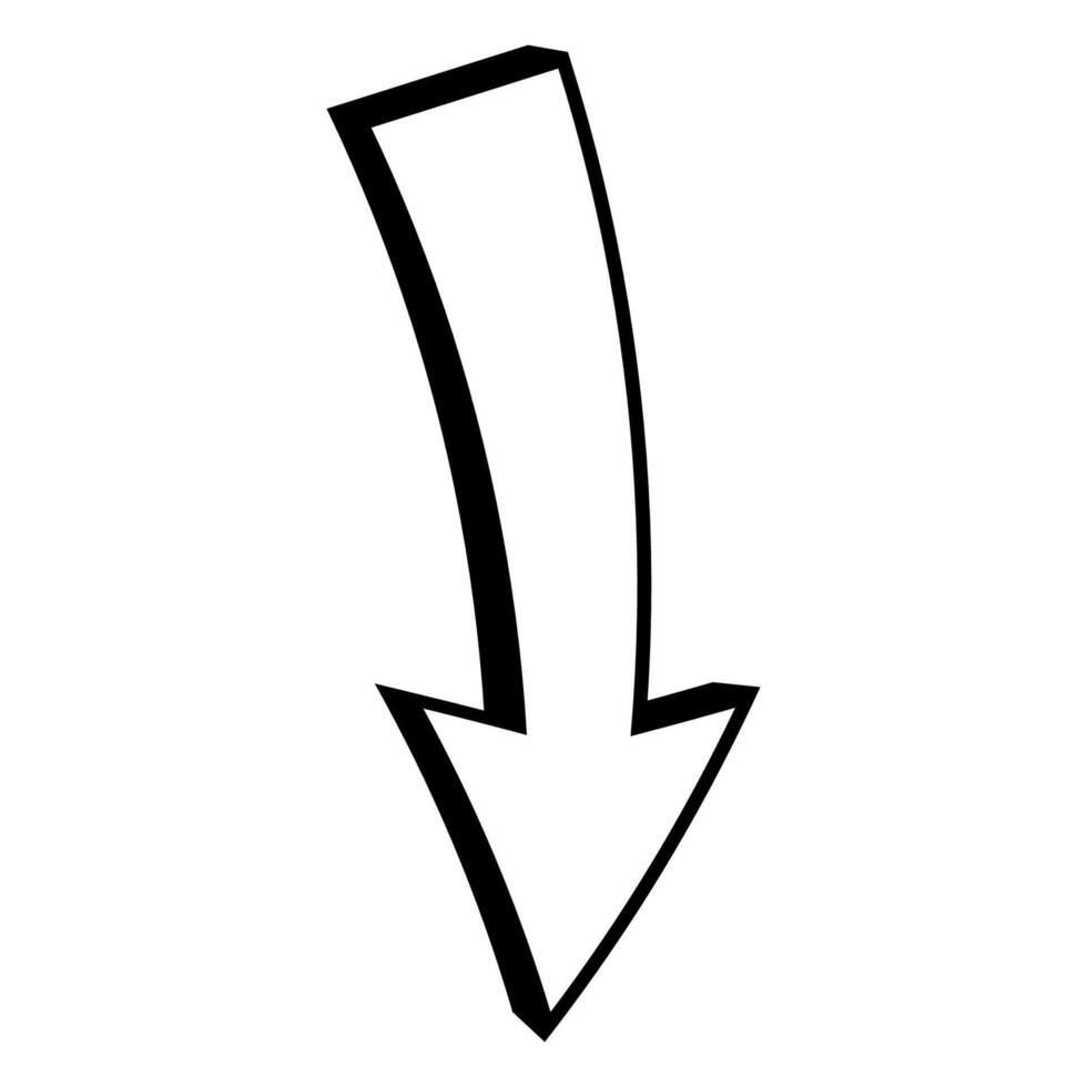 Cartoon down arrow indicates direction, 3d down arrow vector