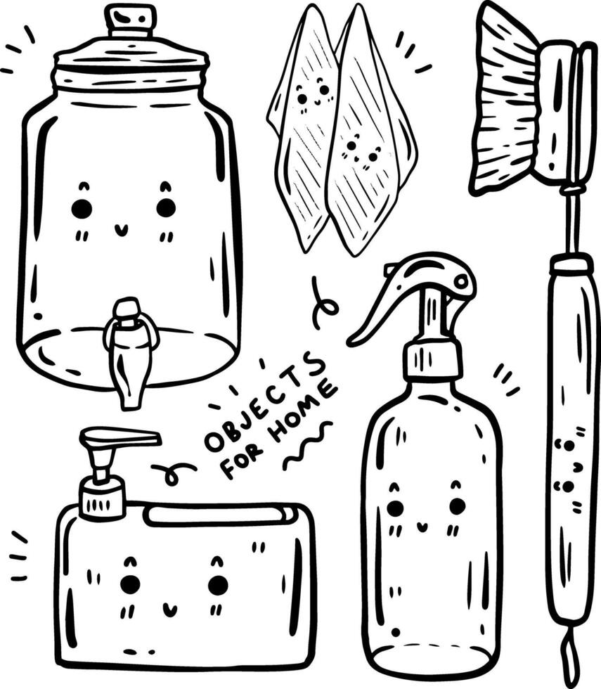 hand drawn cute objects and text for templates. vector