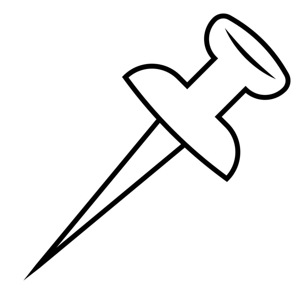 Push pin icon, pin needle needle for securing notes vector