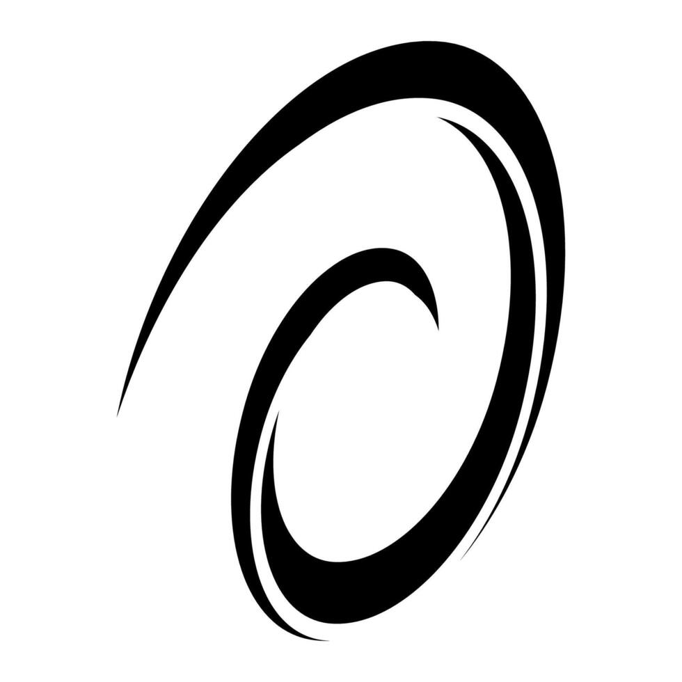 Twisted spiral logo, vortex spiral whistling curved lines vector