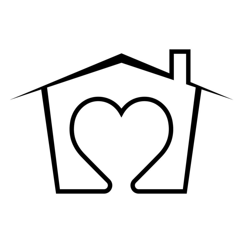 Sweet home icon, cozy beloved home heart, strong family vector