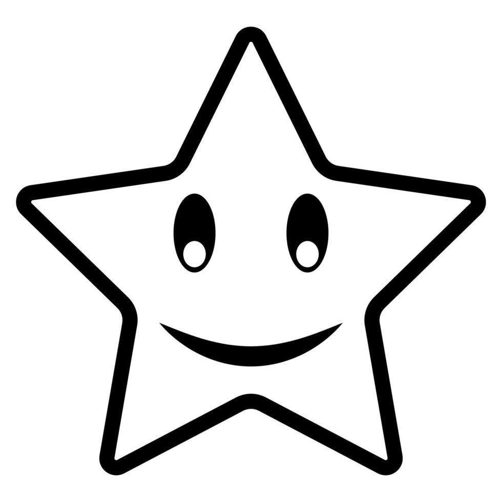 Smiling star emoticon, shining star emoji, good mood smile vector