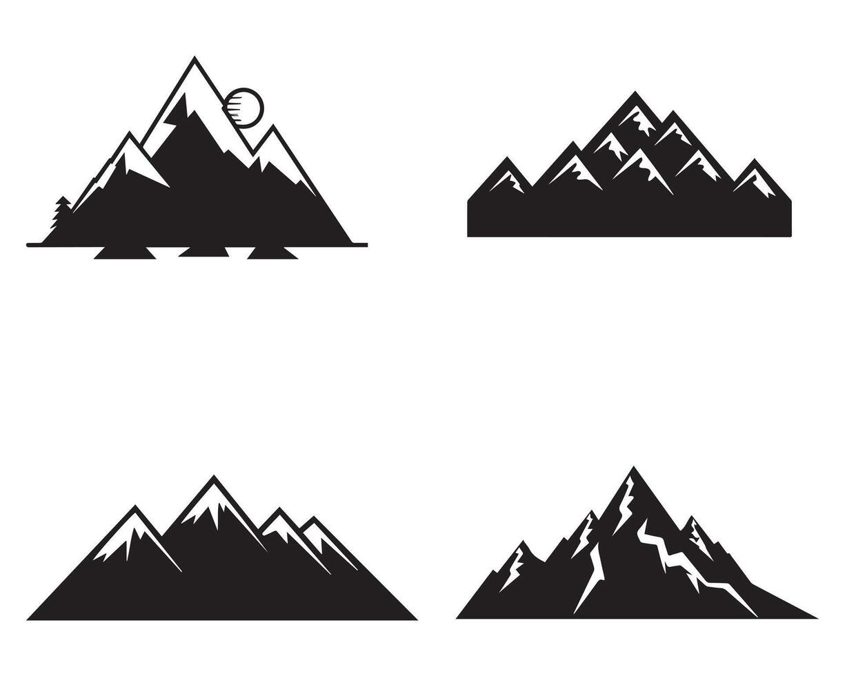 Set of vector mountain and outdoor adventures icon on white background illustration