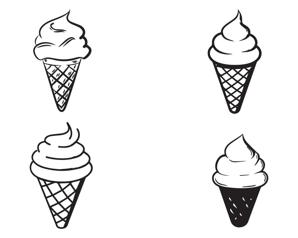 Delicious ice cream cone vector on white background stock illustration