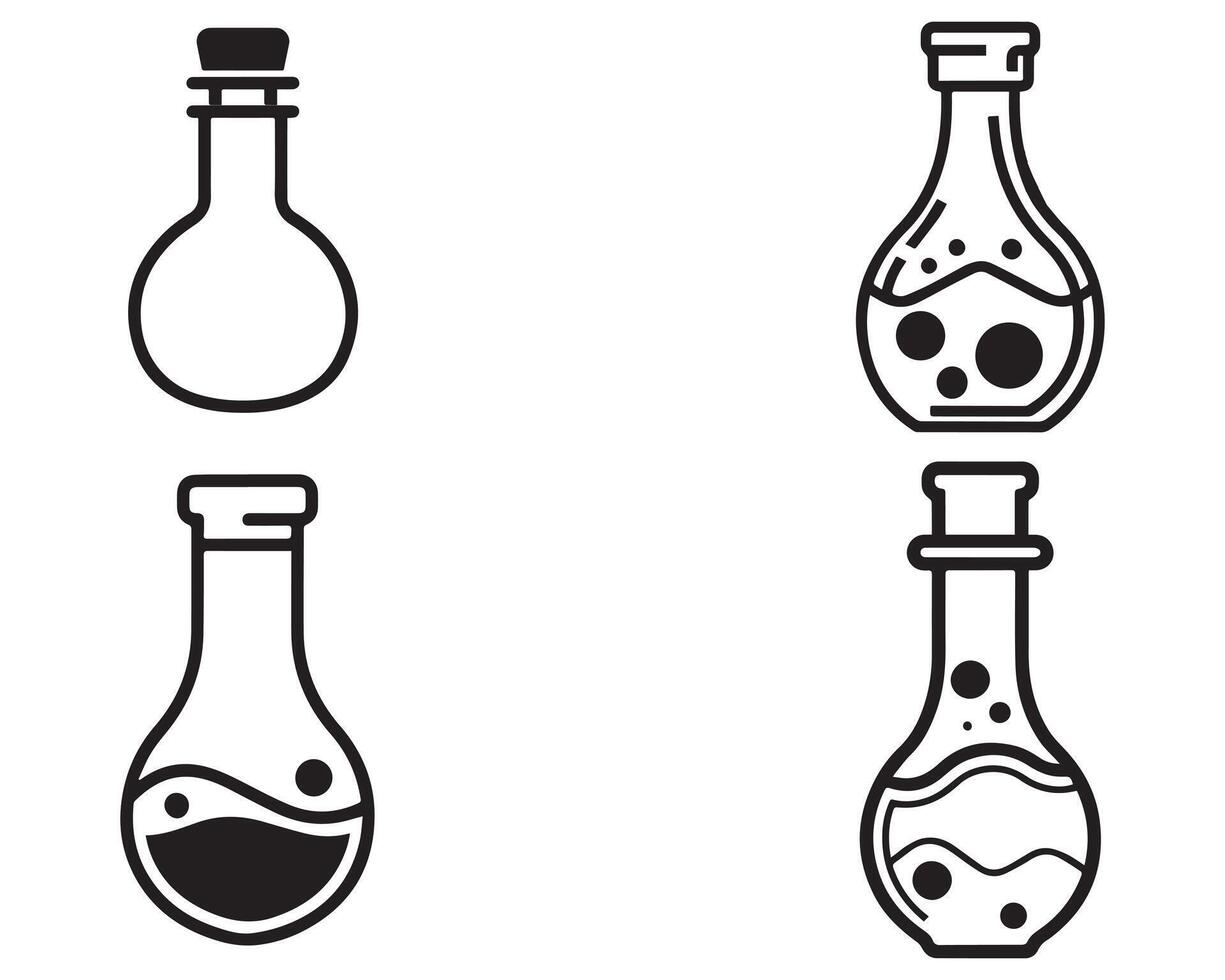 Test tube black vector icon set vector on white background stock illustration