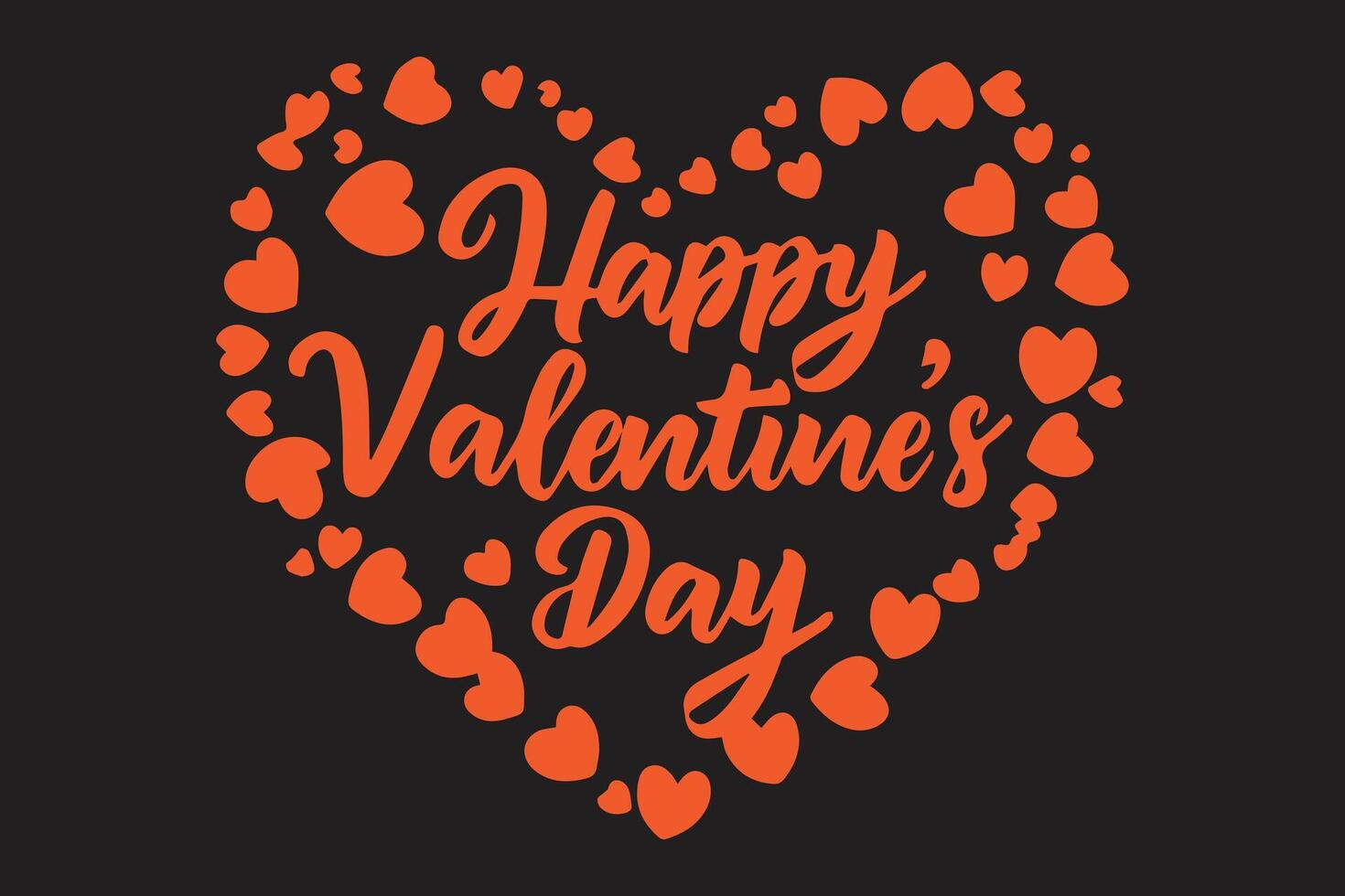 Happy Valentines Day text card on a black background vector