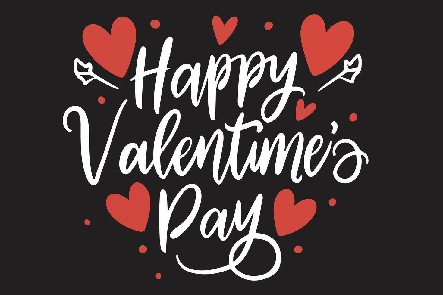Happy Valentines Day text card on a black background vector