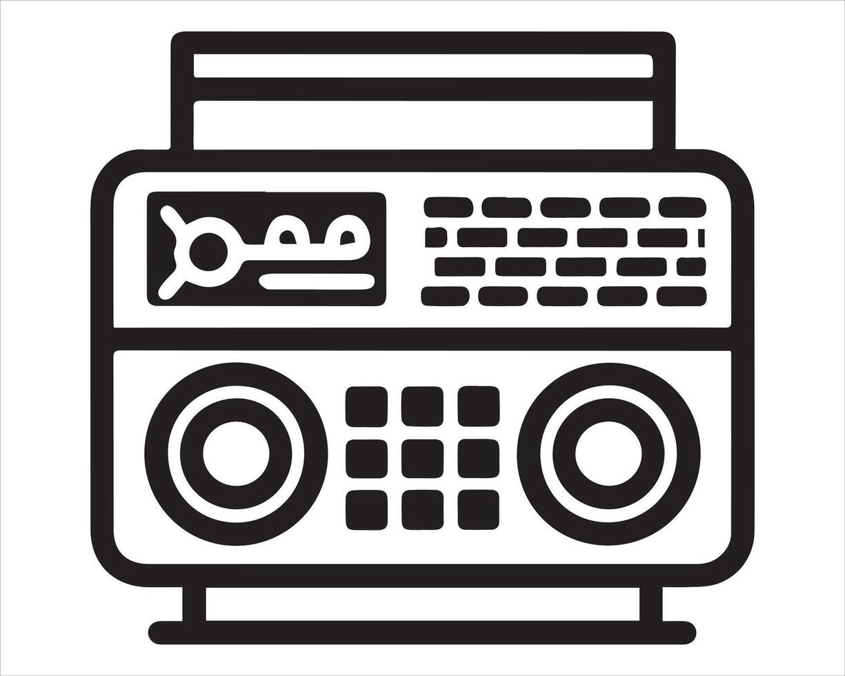 Old Radio Line Art Icons Vector illustration On White Background