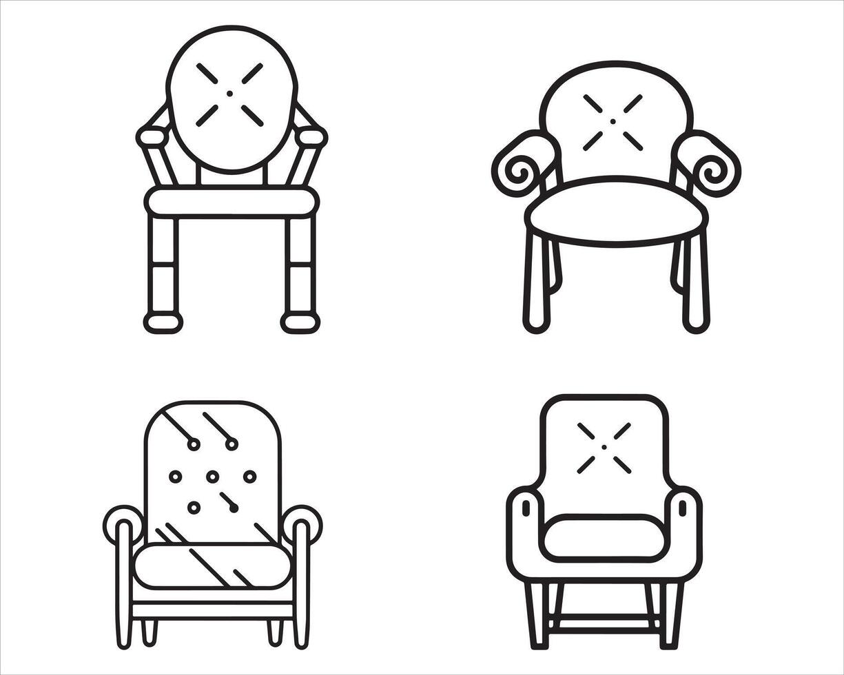 Sofa Chairs Collection Icon Outline Vector On White Background