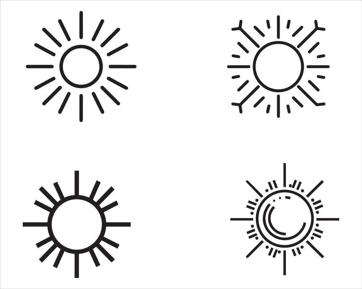 Sun Icon Outline Vector On White Background