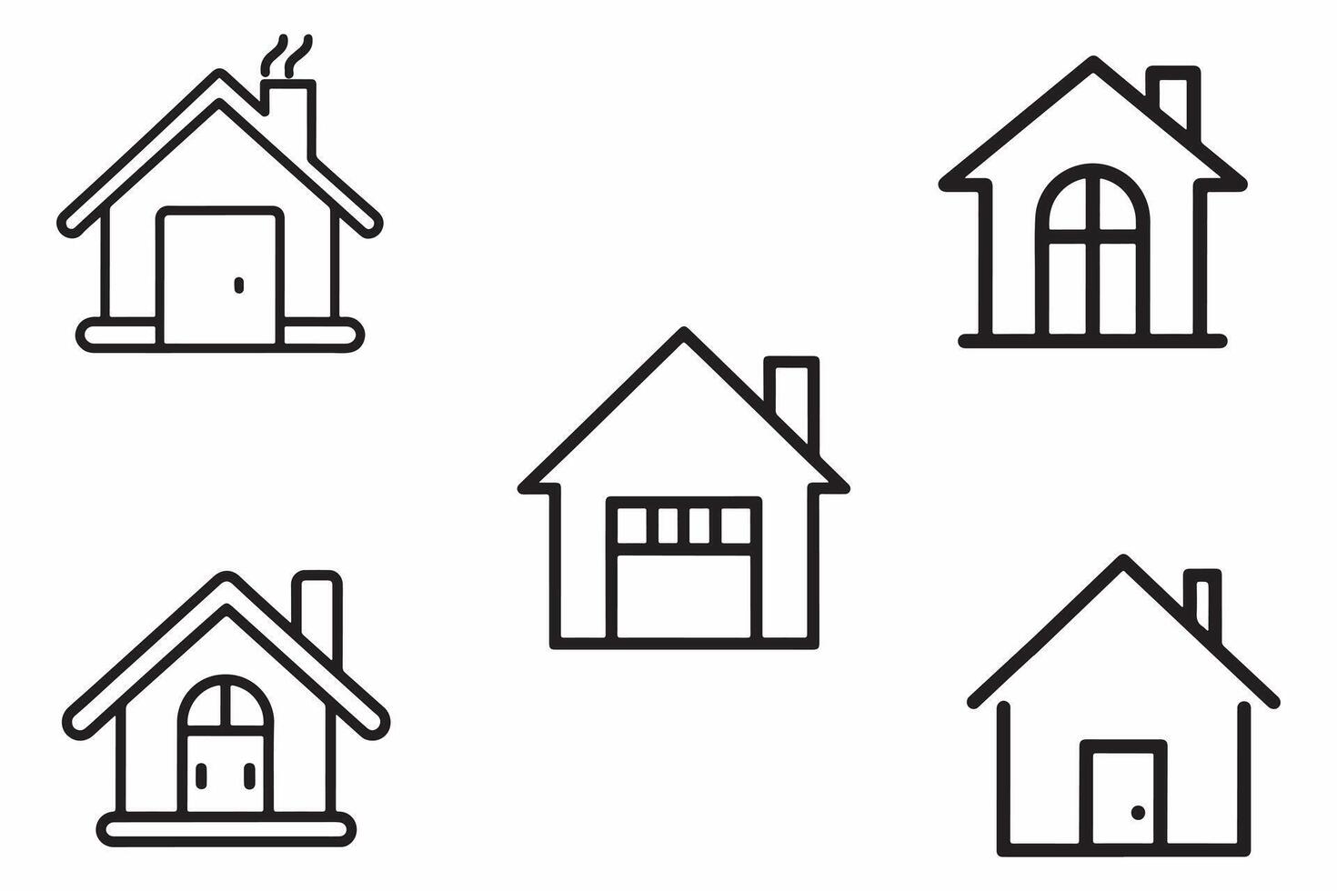 Home Icons Set Outline Vector Illustration On White Background