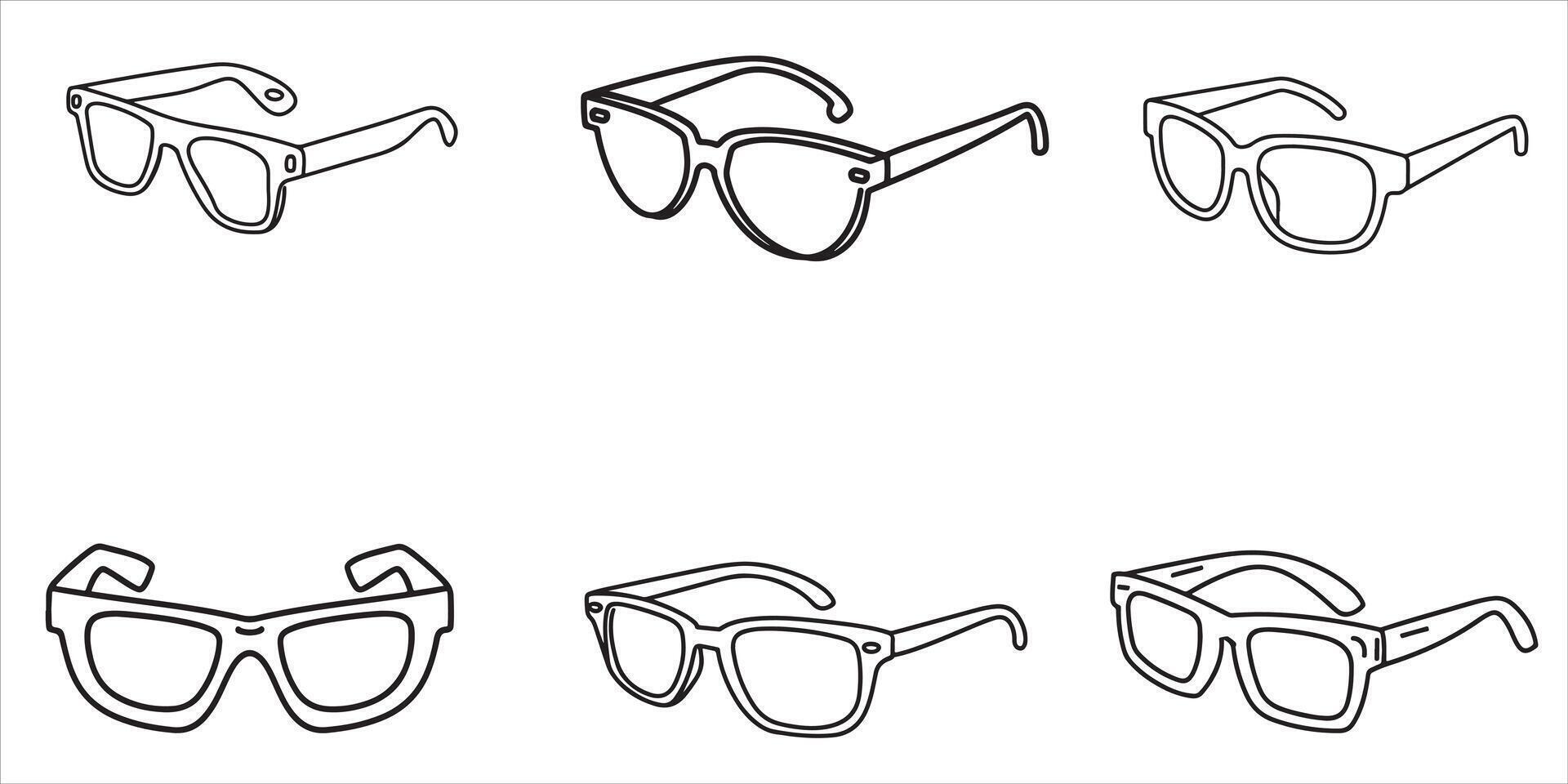 Sunglass Set Outline Vector Illustration on white background