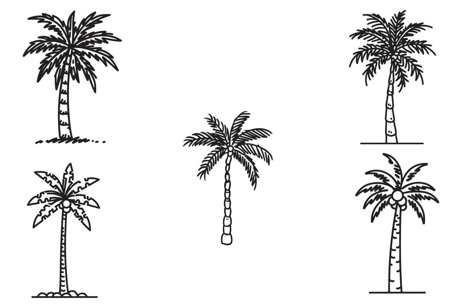 Palm Tree Vector Silhouette Icons In White Background
