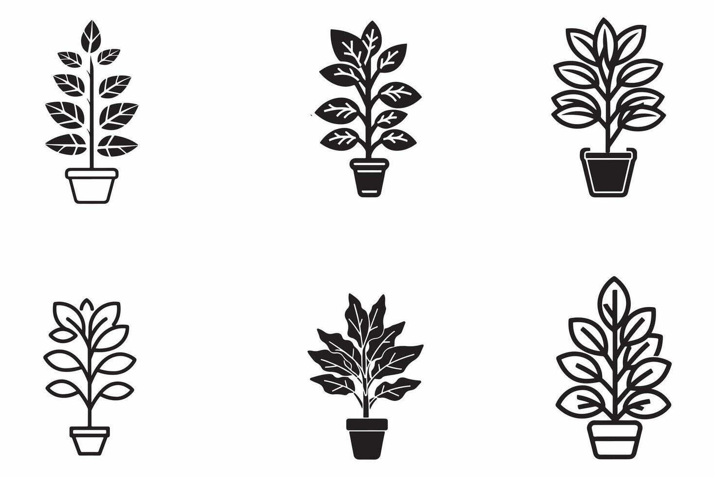 plantas conjunto contorno vector ilustración en blanco antecedentes