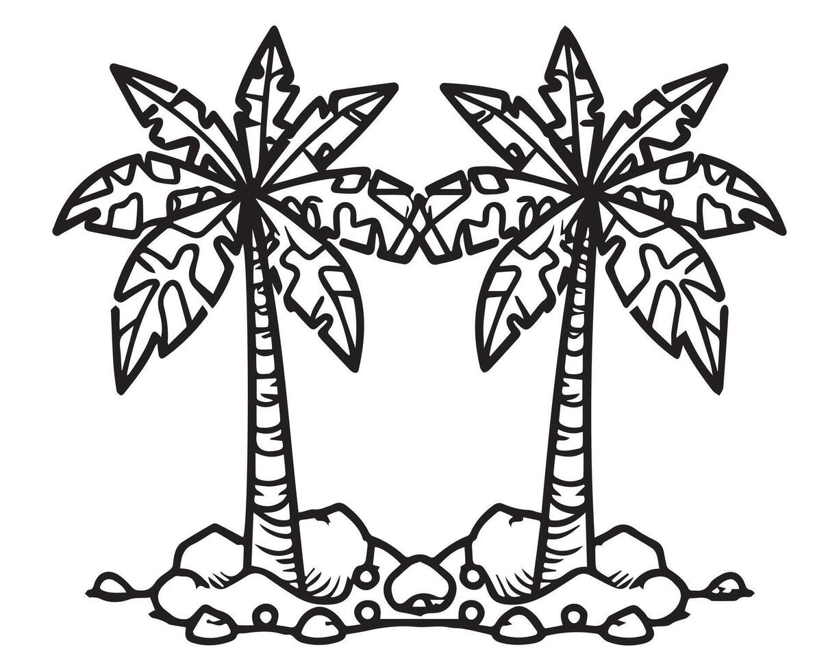 Palm tree icon set vector on white background illustration