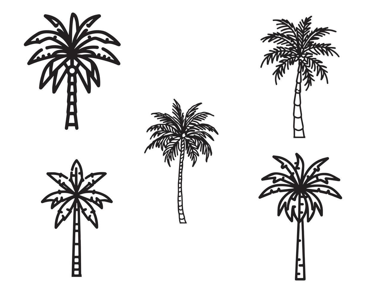 Palm tree icon set vector on white background illustration