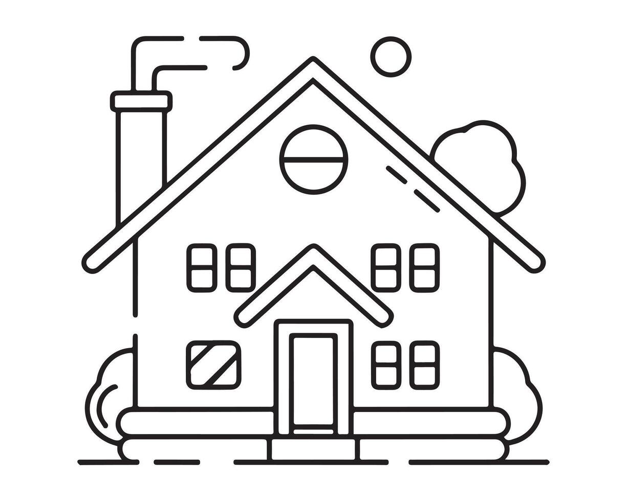 House Icon Set Drawn By Hands Vector illustration On White Background