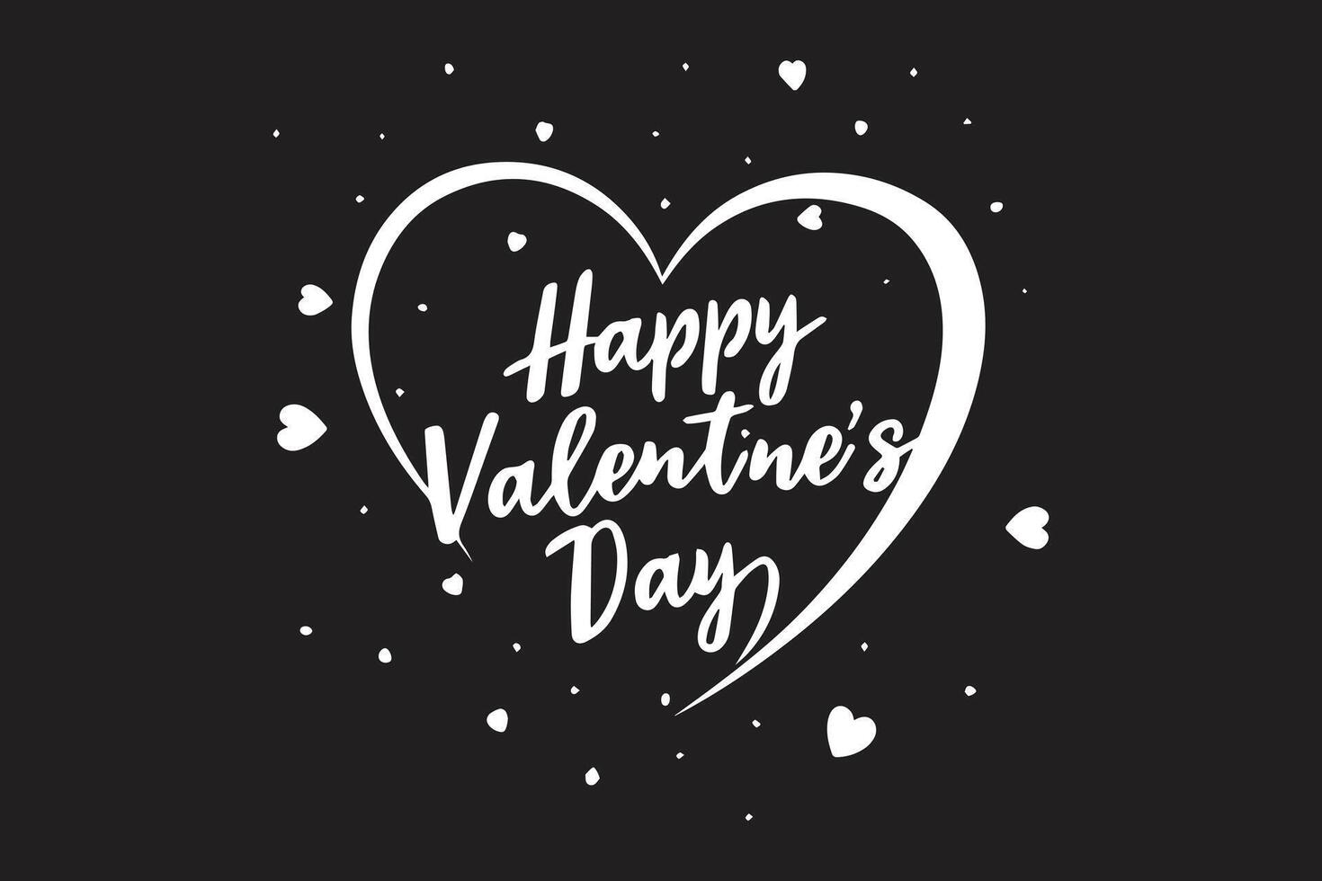 Happy Valentines Day text card on a black background vector
