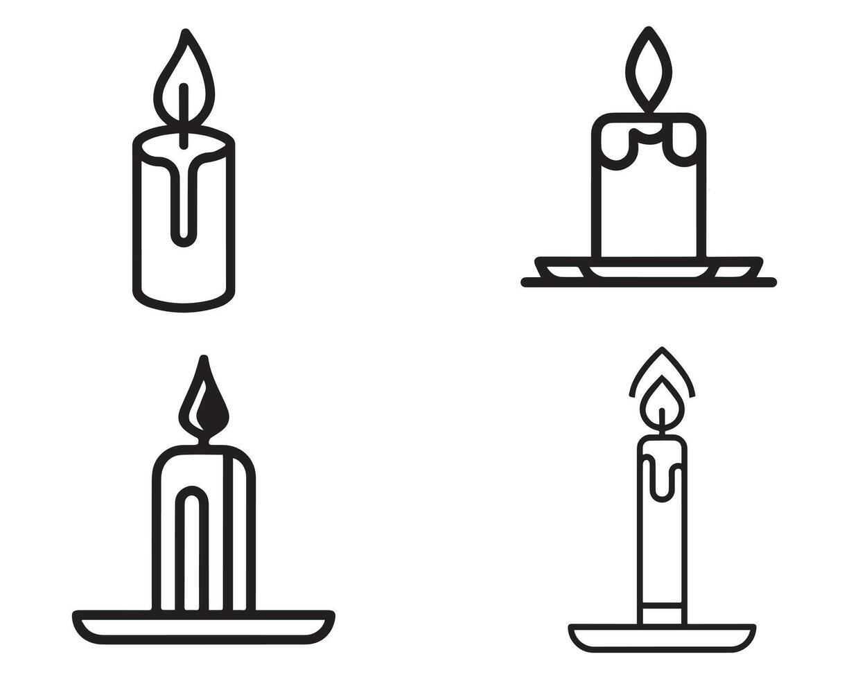 Candle doodle black outline vector on white background stock illustration