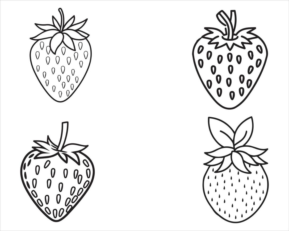 mano dibujado fresas icono contorno vector en blanco antecedentes