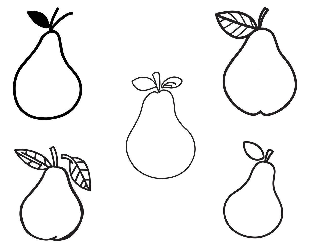 Pear vector set on white background stock illustration