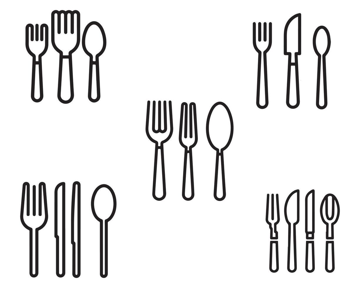 Spoons and forks set vector on white background stock illustration